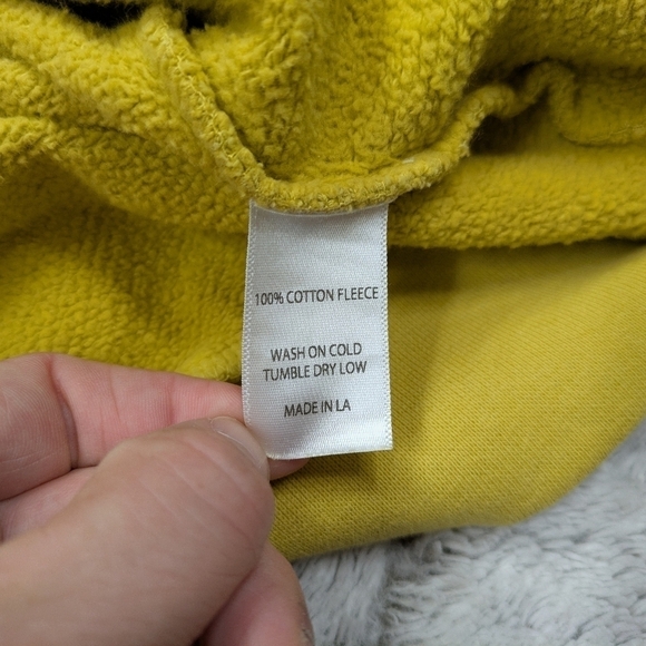 Morgan Stewart Sweatshirt Women's L Yellow Sport Tennis Crew Cotton French Terry - Picture 7 of 7